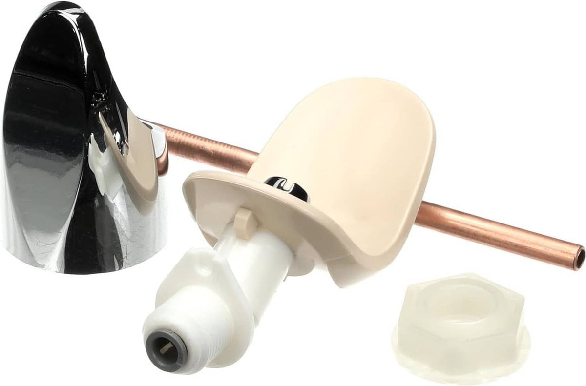 Elkay bubbler kit with cream splash guard, chrome housing, copper tube, and white connector
