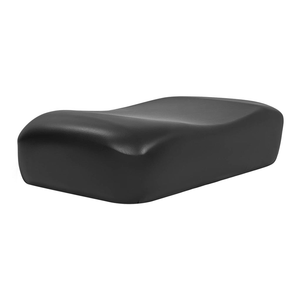 Black golf cart seat cushion with raised center and curved outer edges