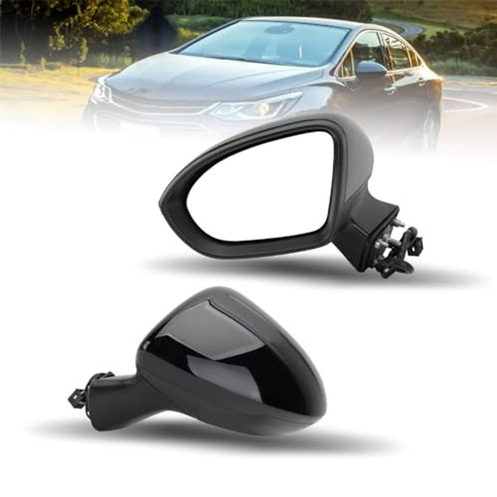 Black driver-side side mirror with mounting hardware and glossy reflective glass