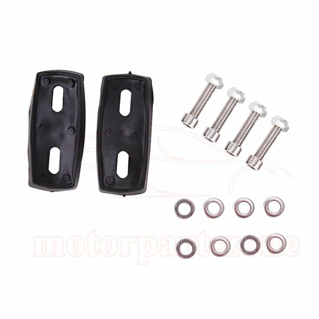Black mounting plates and screws for motorcycle rearview mirrors, hardware set in parts