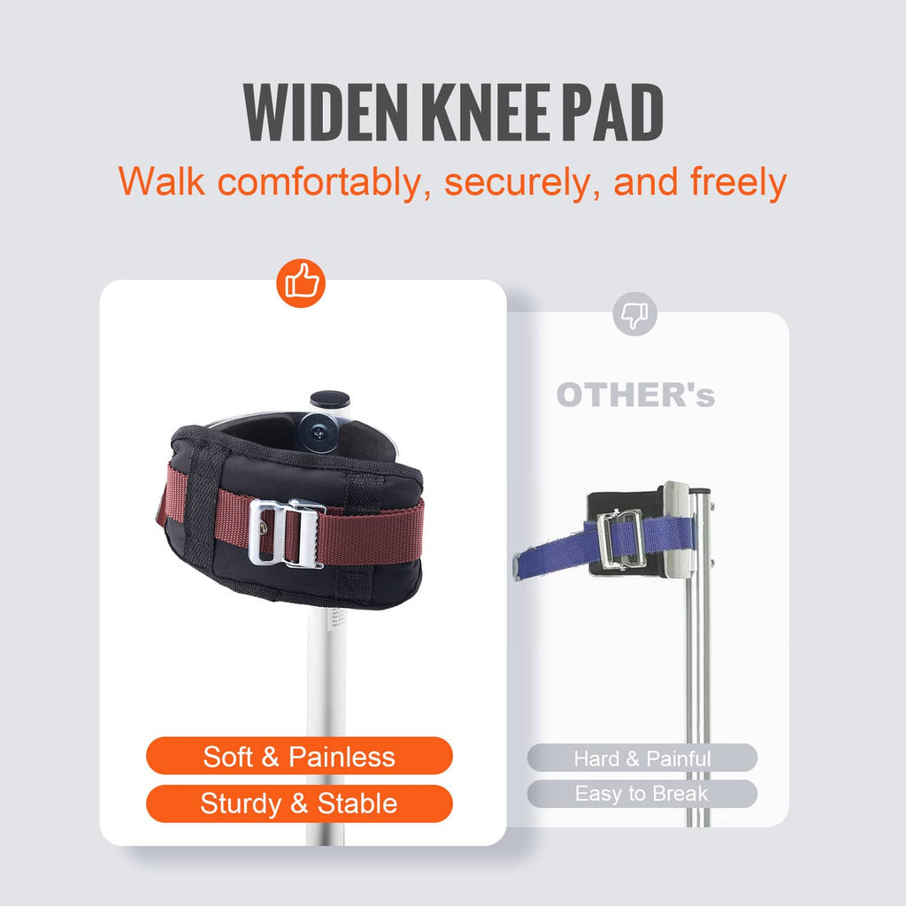 Wide padded knee strap with black fabric and red accents, adjustable buckle