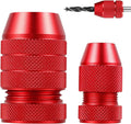 Red aluminum drill bit depth stop collar set with two collars and drill bit