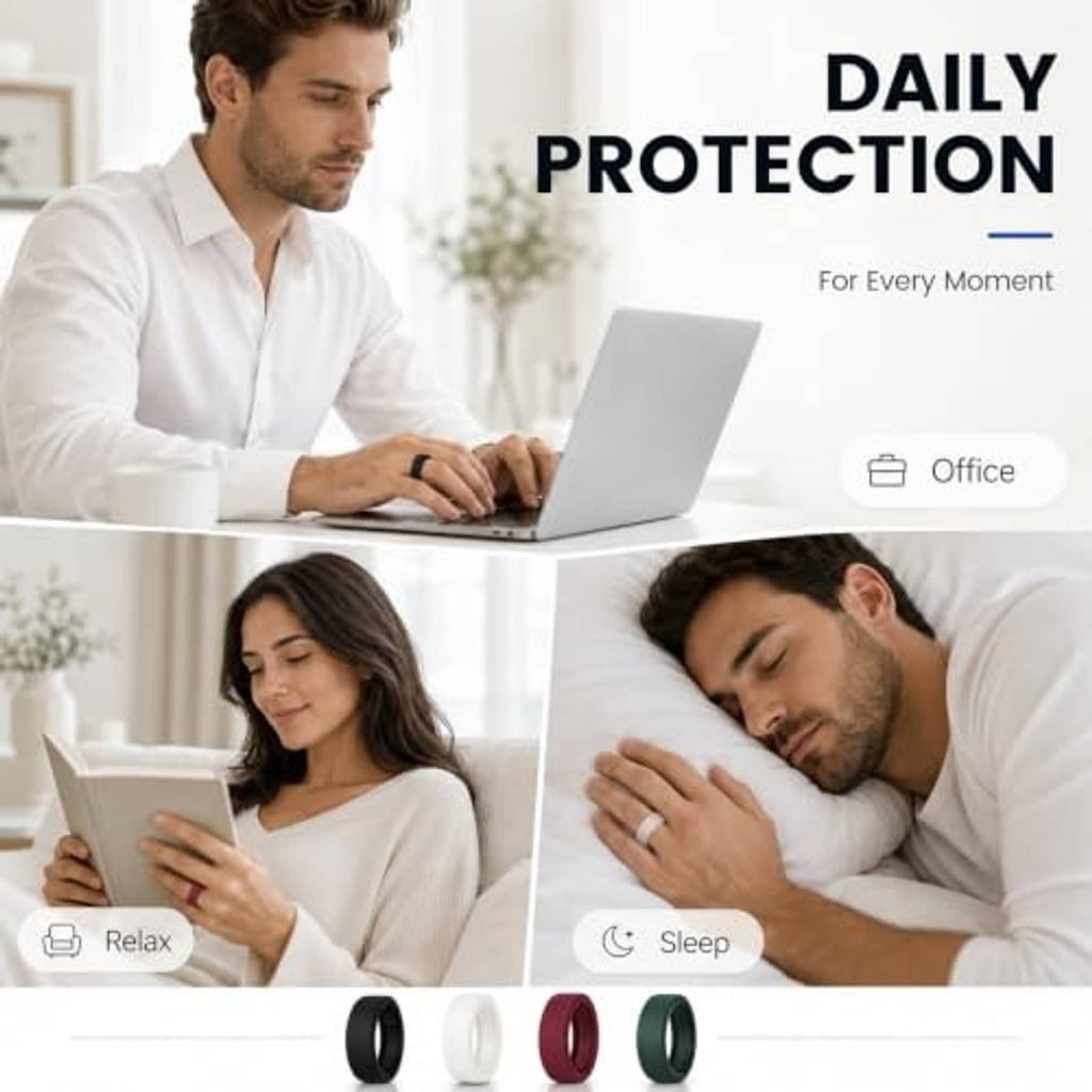 Daily protection silicone ring covers for Oura Ring 5 with multiple color bands