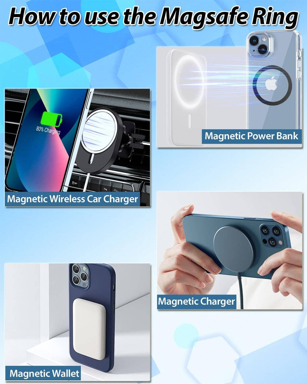 Black magnetic ring sticker on phone back for magnetic accessory mounting