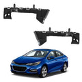 Front bumper cover support retainer bracket pair, black plastic mounting hardware set