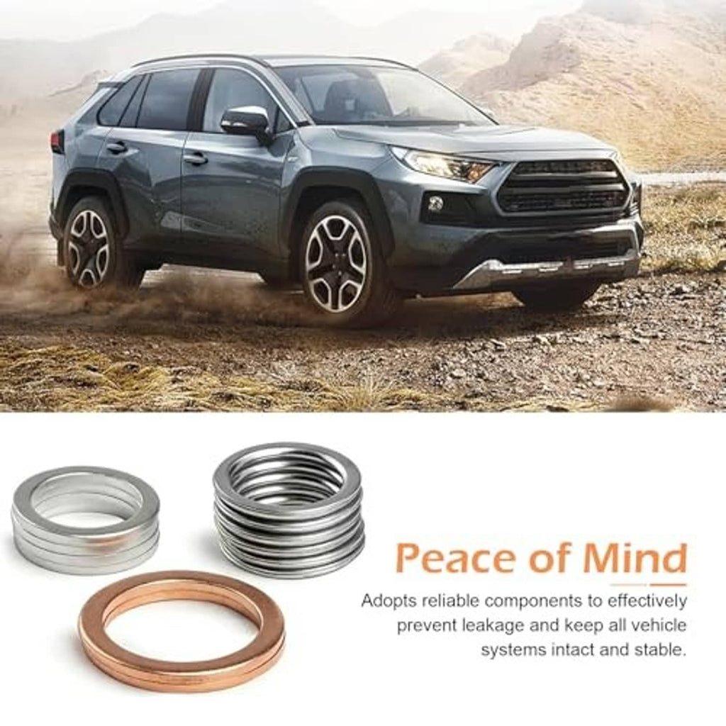 Gasket kit with copper ring and silver metal rings, 12-piece set