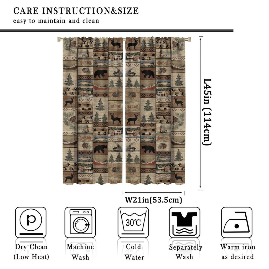 Rustic patterned curtain with rod pocket and labeled size diagram for 53.5in width