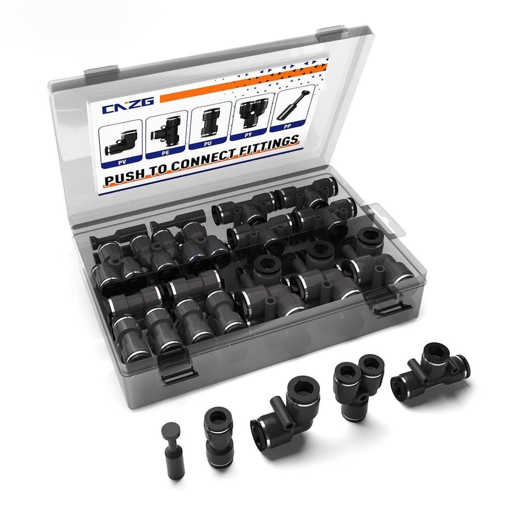 CNZG push-to-connect fitting kit, black 60-pack for 5/16in OD tubes