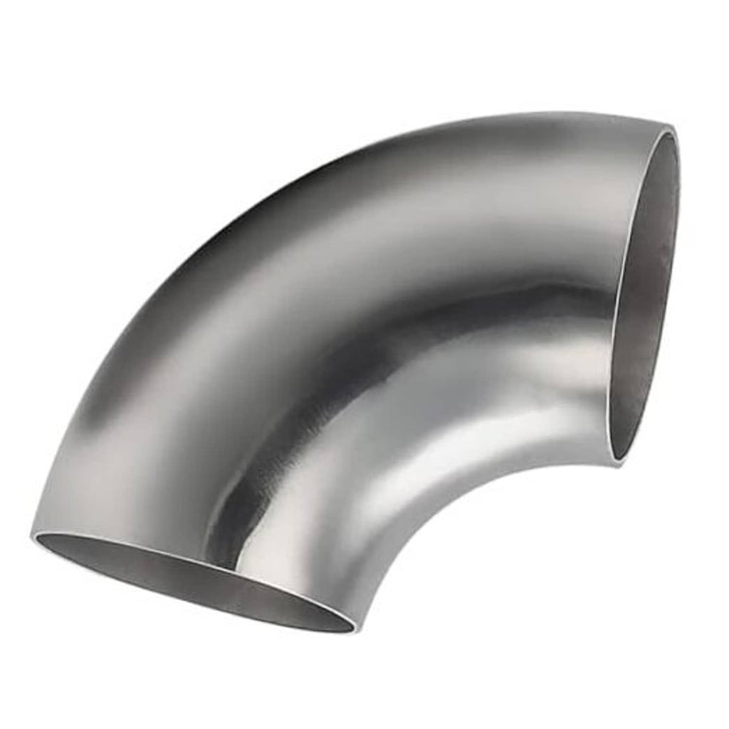 90-degree 5-inch stainless steel bend elbow pipe, mirror-finish silver