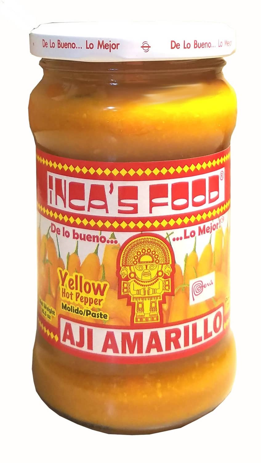 Glass jar of yellow hot pepper paste with label and lid