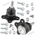 Upper ball joint with black rubber boot, flange mount, chrome bolts and nuts, set of 2