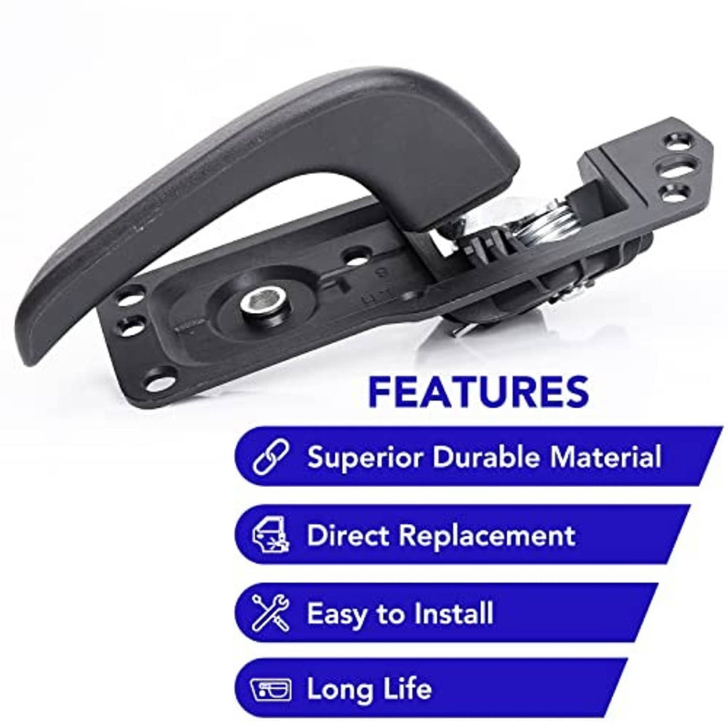 Interior door handle kit, black curved grip with visible latch spring and base plate