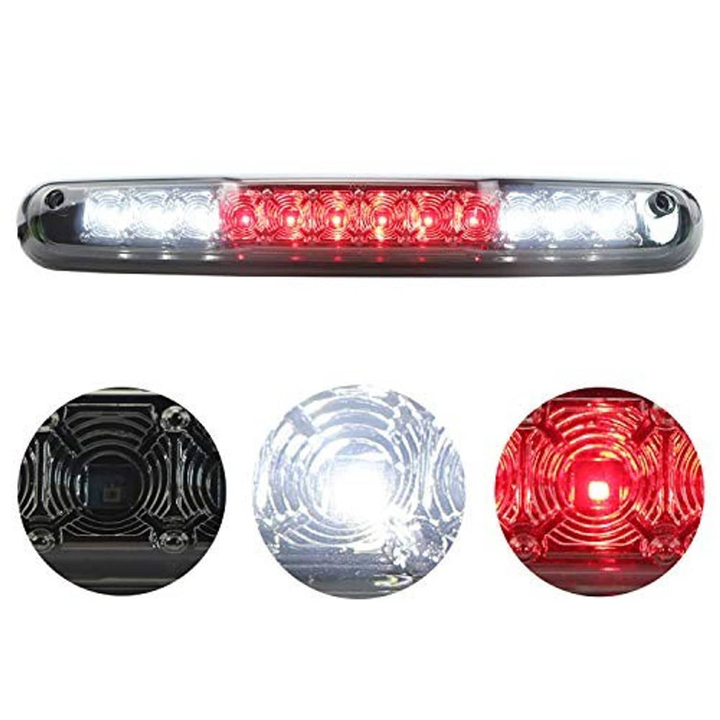 Third brake light showing red LED, clear lens, and chrome housing details.