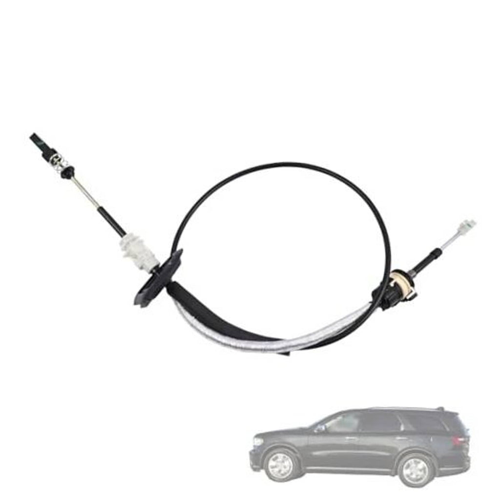 Transmission shift control cable with looped black housing and metal connector ends