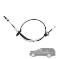 Transmission shift control cable with looped black housing and metal connector ends