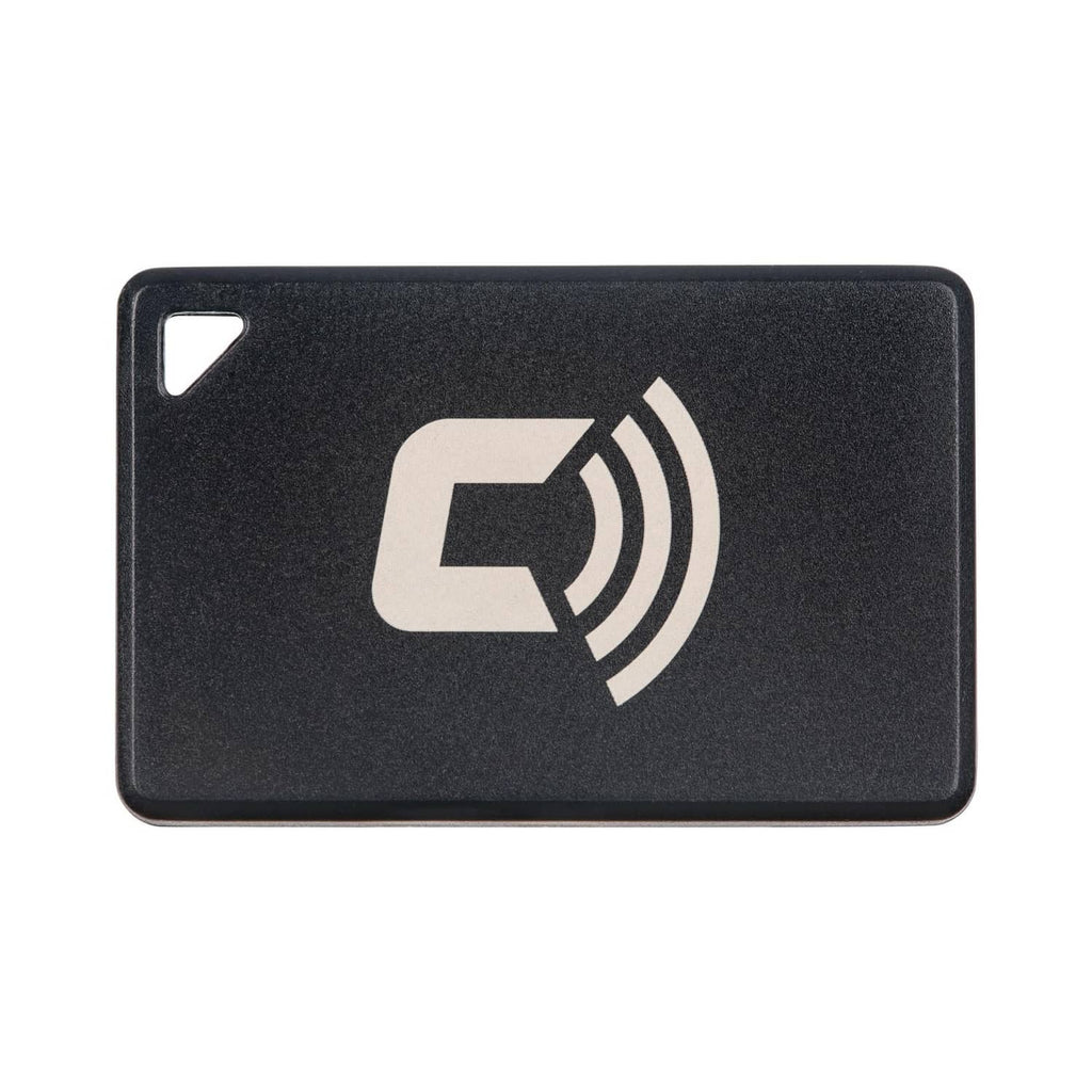 Black CARLOCK Tag 2.0 Bluetooth security tag with antenna symbol and keyring hole