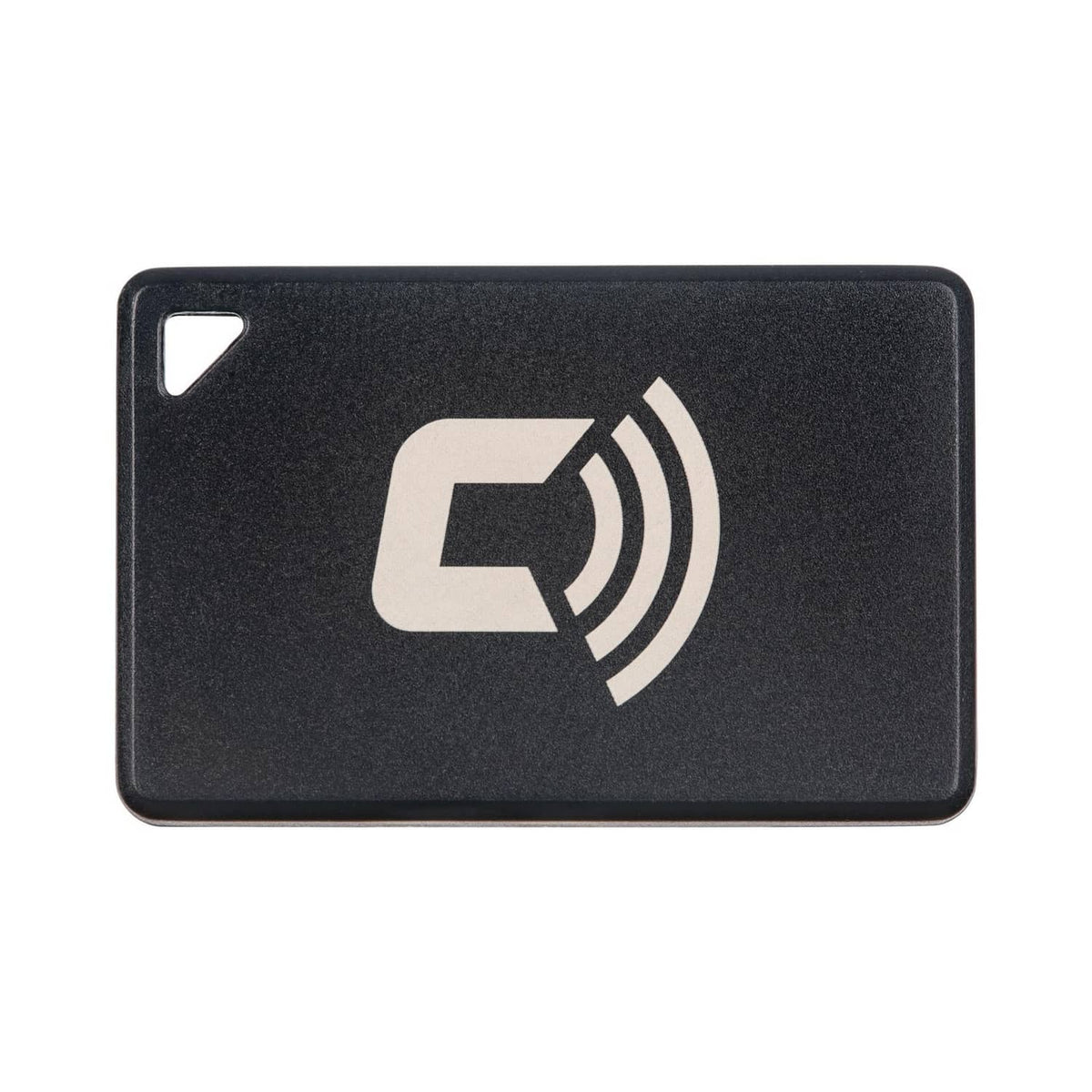 Black CARLOCK Tag 2.0 Bluetooth security tag with antenna symbol and keyring hole