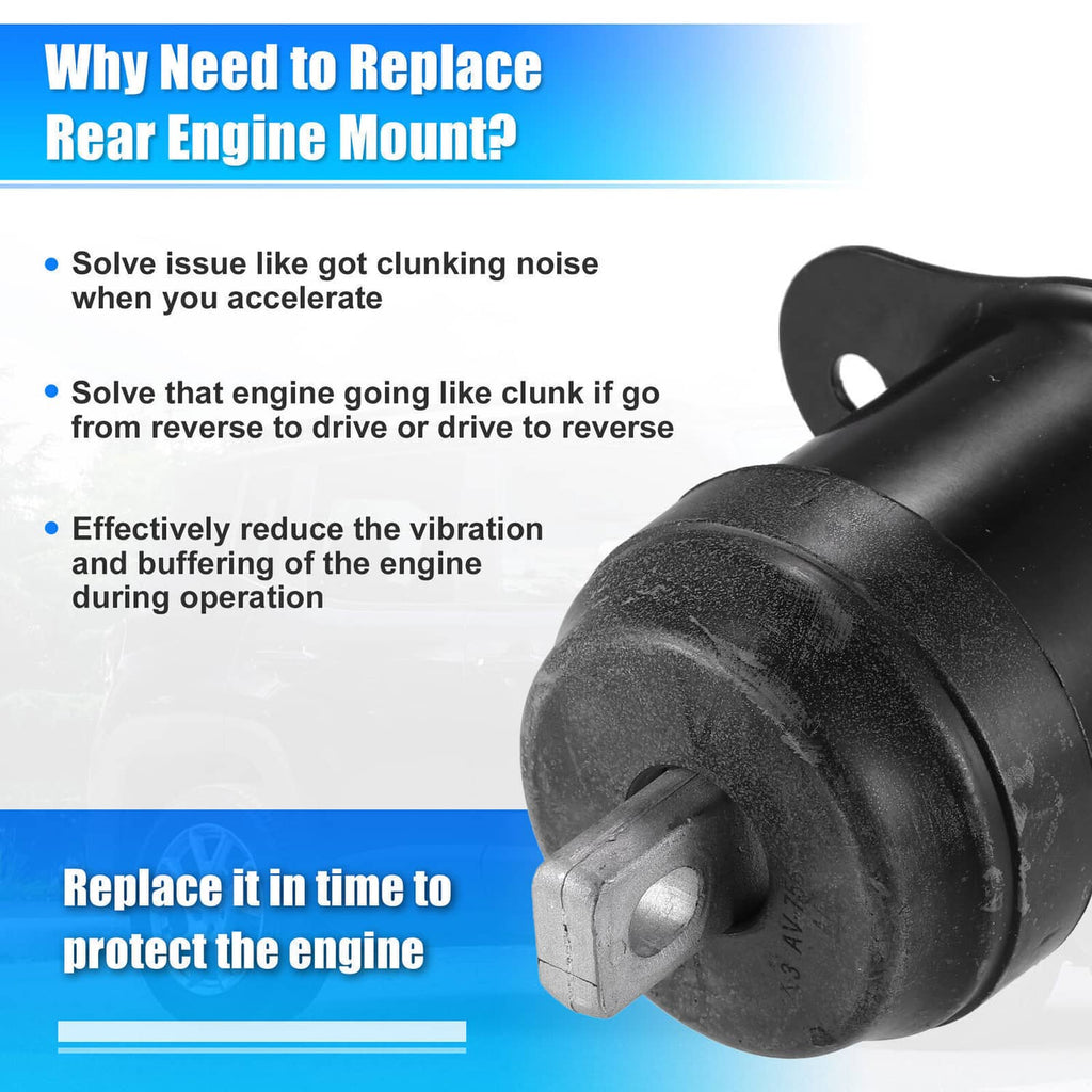 Black engine motor mount with rubber bushing and metal mounting bracket