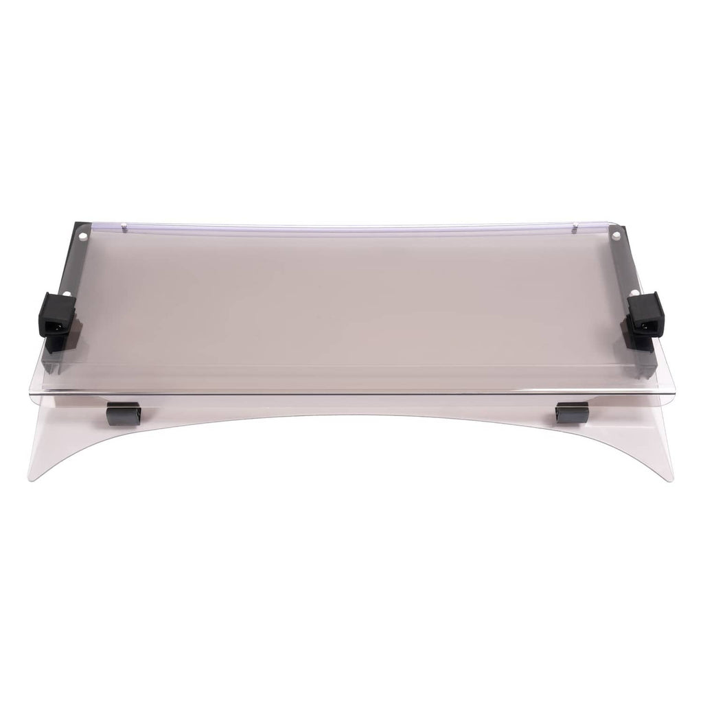 Tinted windshield panel with black side latches and clear smoke center glass