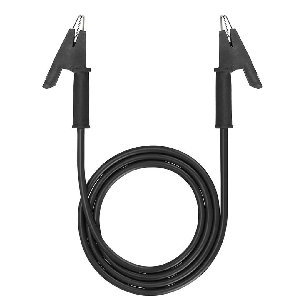 Black dual-ended test lead cable with alligator crocodile clips and metal pin tips