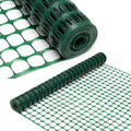 Green plastic mesh safety fence roll with square grid openings