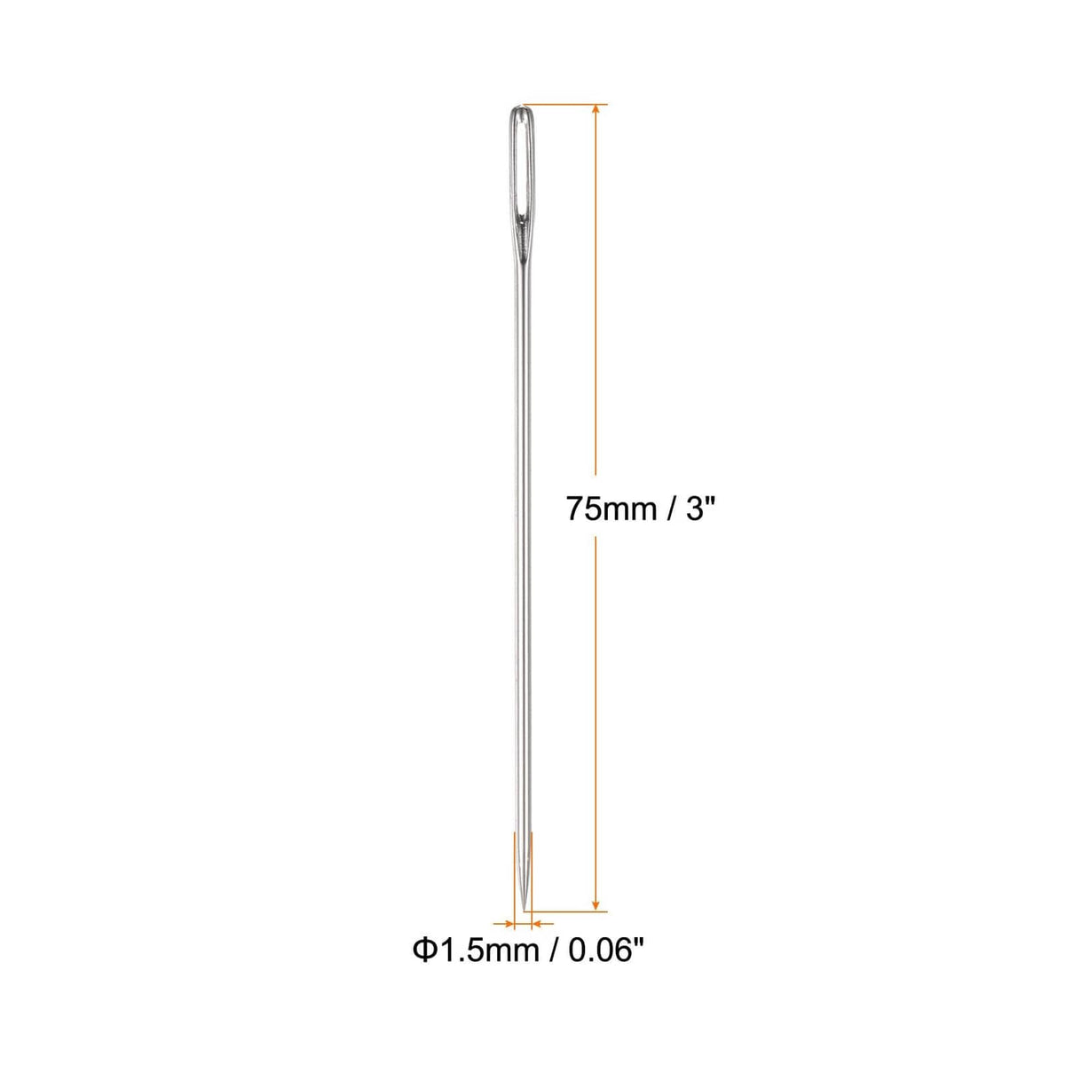 75mm (3 in) silver upholstery needle with 1.5mm shaft diameter