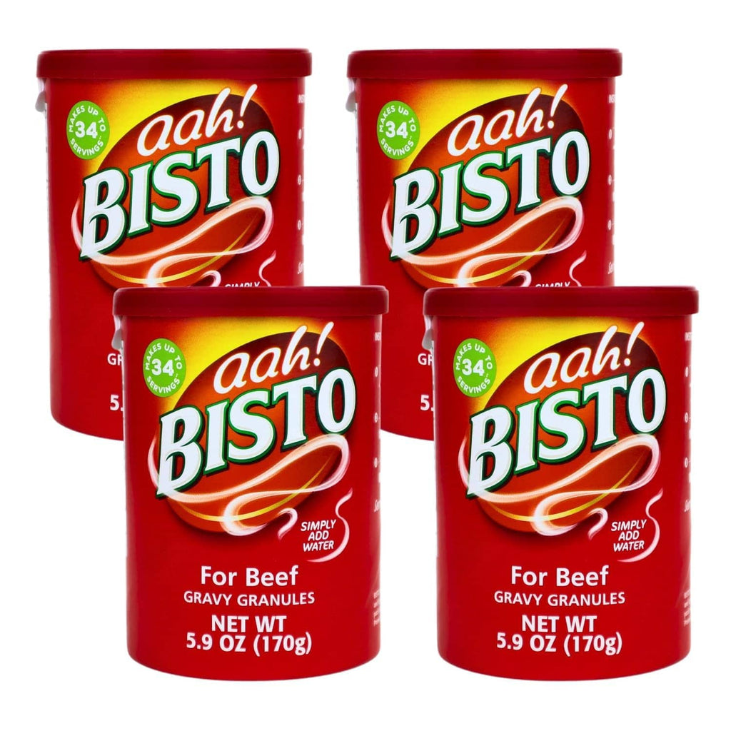 Four red Bisto gravy granules tubs, 5.9 oz (170g) each
