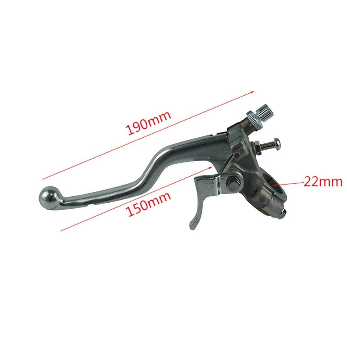 Left clutch perch lever assembly with silver handle and black lever housing