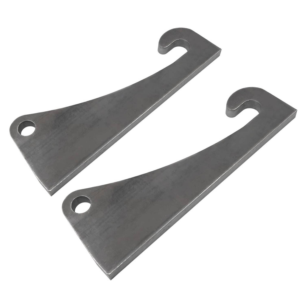 Steel quick attach bracket pair with hook ears and round side mounting holes