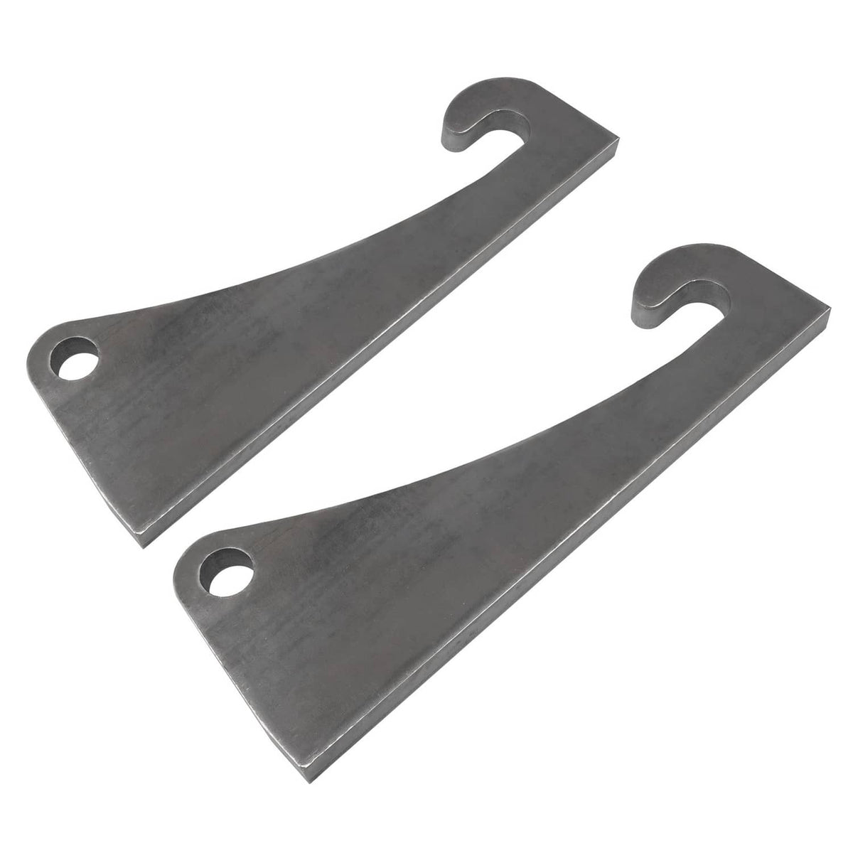 Steel quick attach bracket pair with hook ears and round side mounting holes