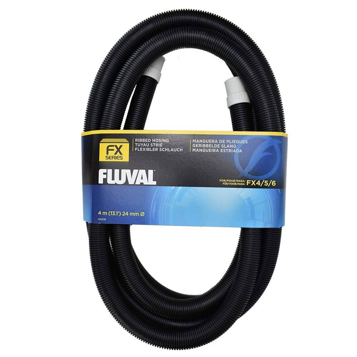 Fluval FX2/FX4/FX6 ribbed hosing replacement, black coiled tube in retail pack