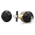 Black round double cylinder deadbolt lock set with keyed both sides and two keys