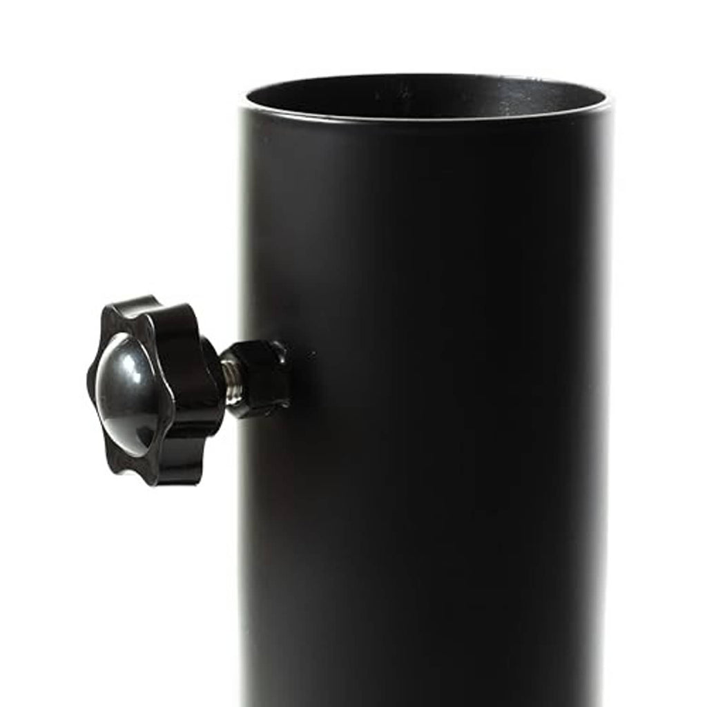 Black tire mount tube with side clamp and threaded opening