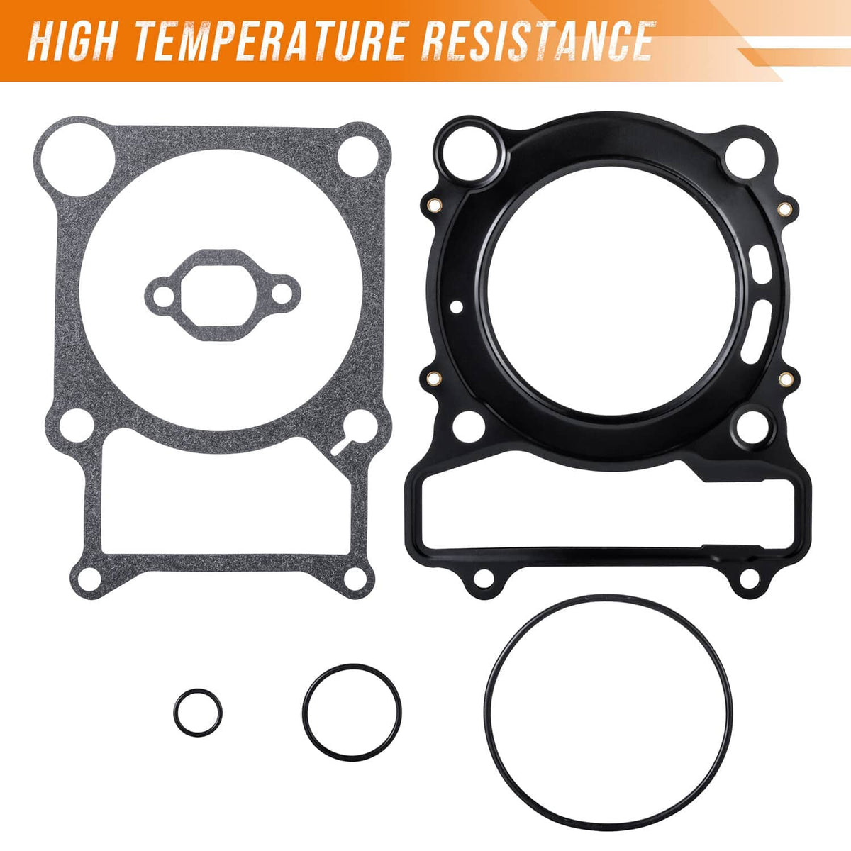 Cylinder gasket set with head and base gaskets, sealing rings, and O-rings