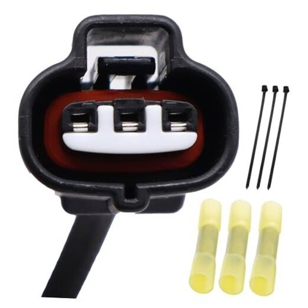Throttle position sensor connector with three terminal pins and wiring harness