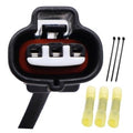Throttle position sensor connector with three terminal pins and wiring harness