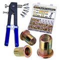 Blue hand rivet nut tool kit with metric adapters and gold rivet nuts, 430 pcs