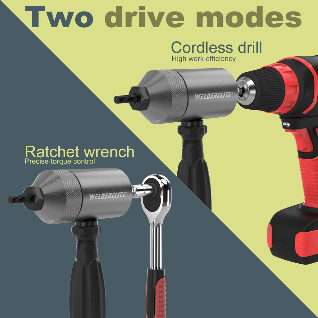 RivetOak WelderElite Rivet Nut Drill Adapter Kit - Dual Drive Modes: 1/4 inch, gray