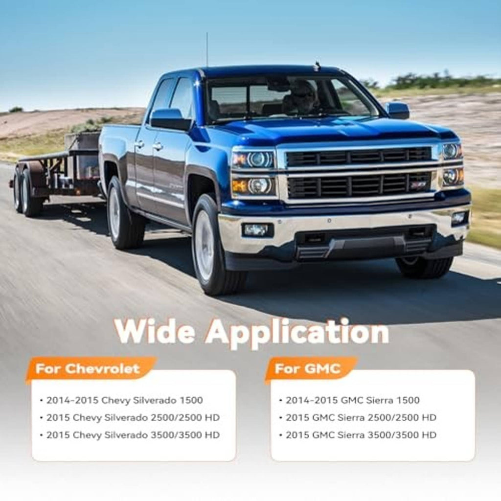 Pickup truck on road with tailgate handle compatibility graphic