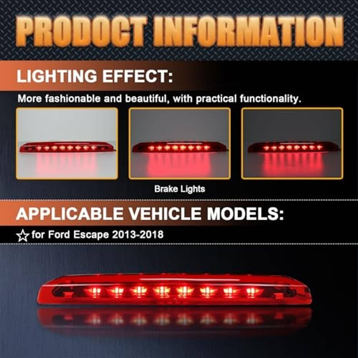 LED third brake light showing multiple red LED segments in a row