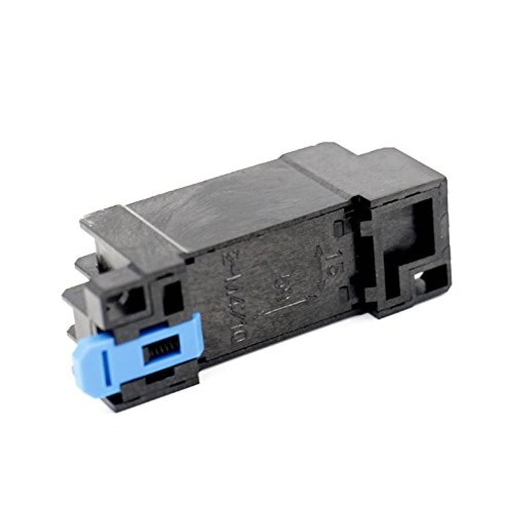 Solid state timer relay with gray housing and front blue switch tab