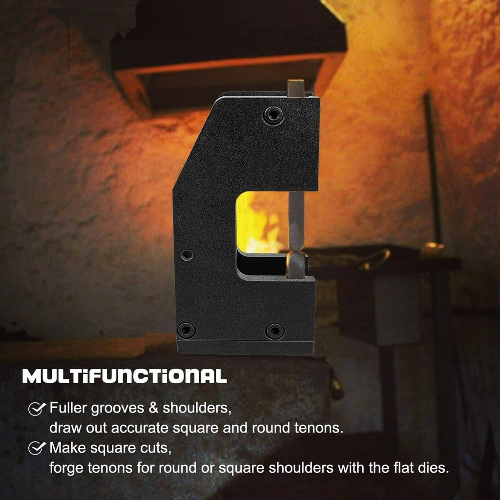Black guillotine fullering tool with flat die slot for forging grooves