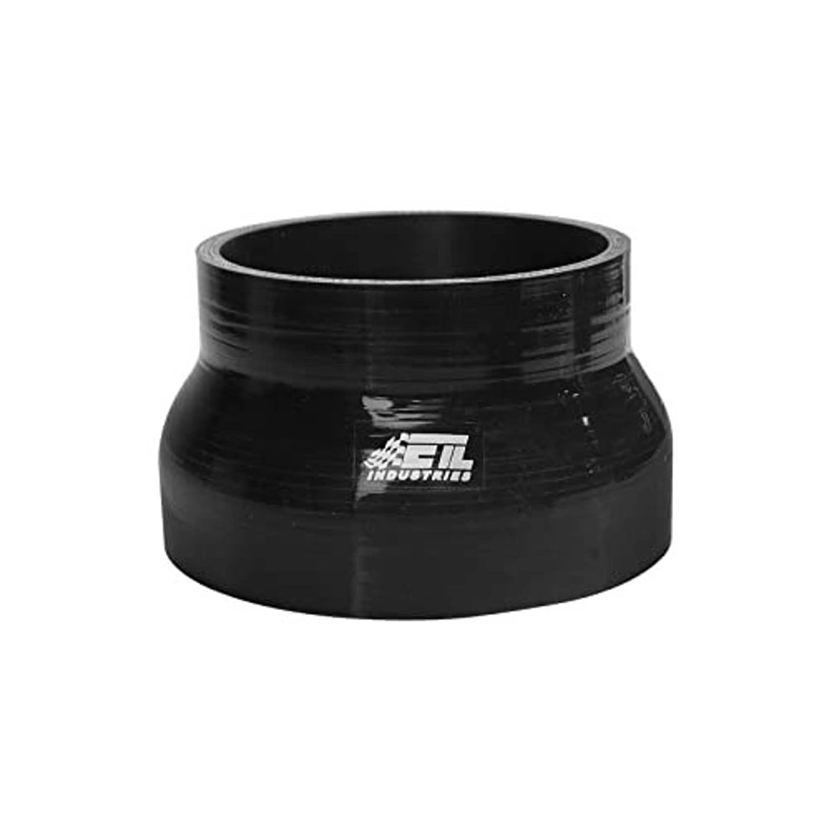 Black silicone reducer coupler, front view with 3.5 in ID to 4 in ID