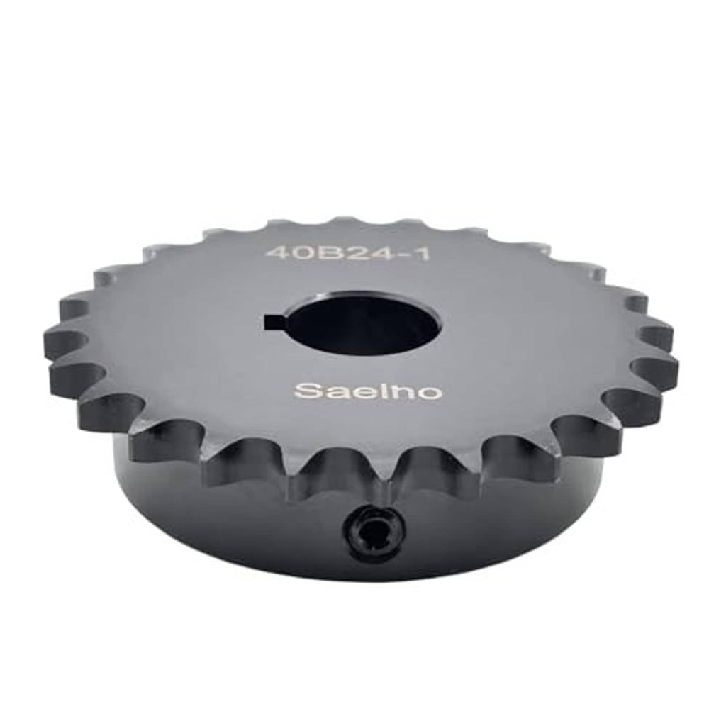 Roller chain sprocket, dark gray, 40B24-1 and Saelno text; central bore