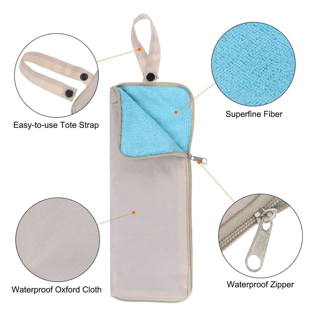 Waterproof oxford umbrella bag with zip, loop strap, and blue microfiber lining