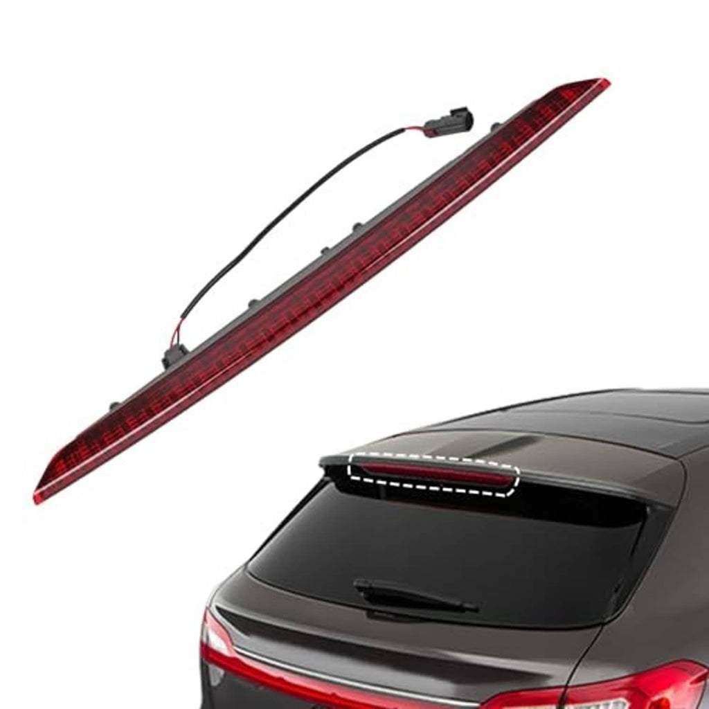 Slim red third brake light with black mounting clips and wiring connector