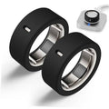 Black silicone Oura ring protector covers, two-piece set with cutouts