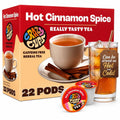 Crazy Cups Hot Cinnamon Spice herbal tea pods box with 22 pods and teacup