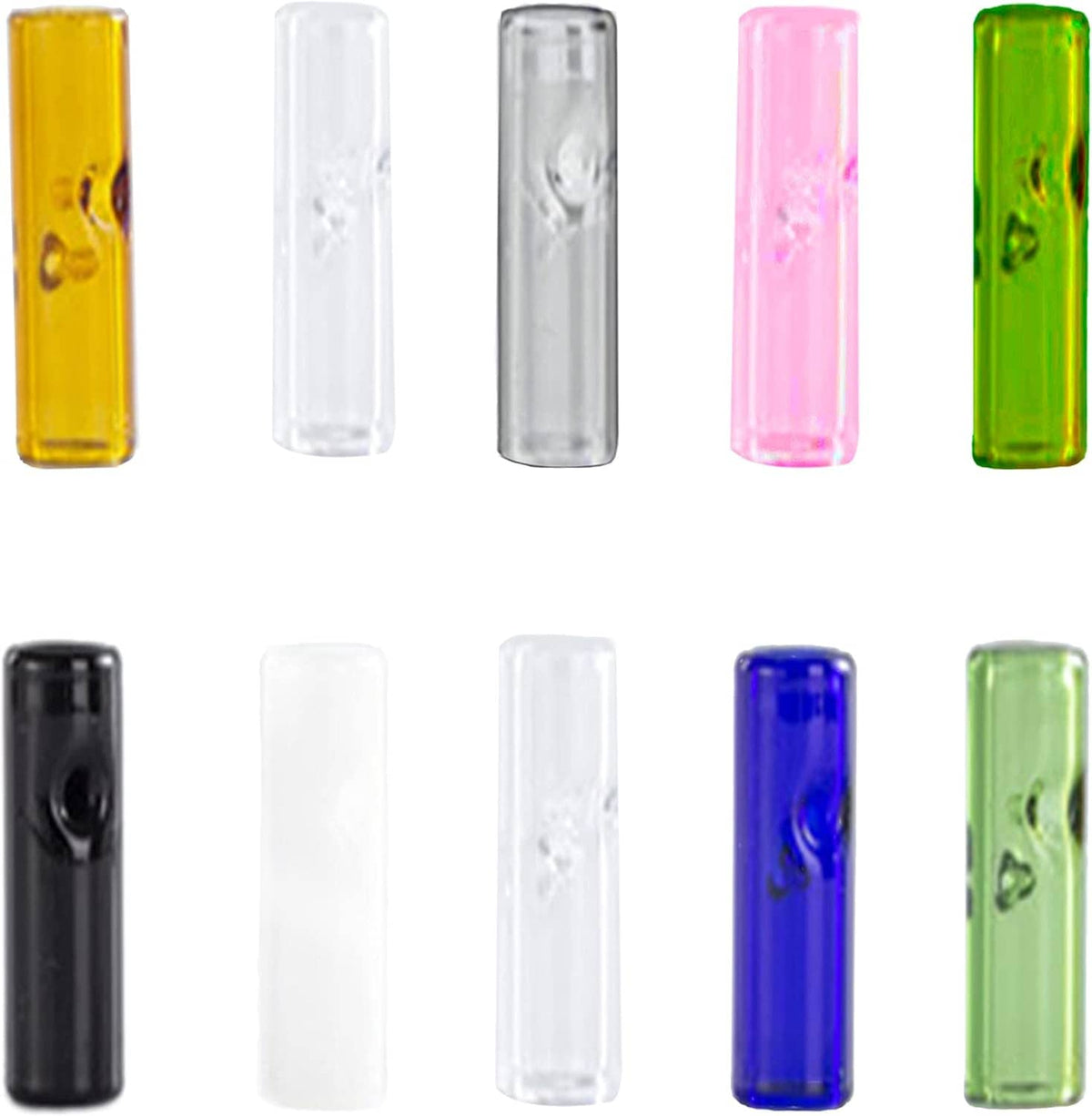 Reusable glass filter tip mouthpieces, colored clear glass tubes, round 8mm x 35mm