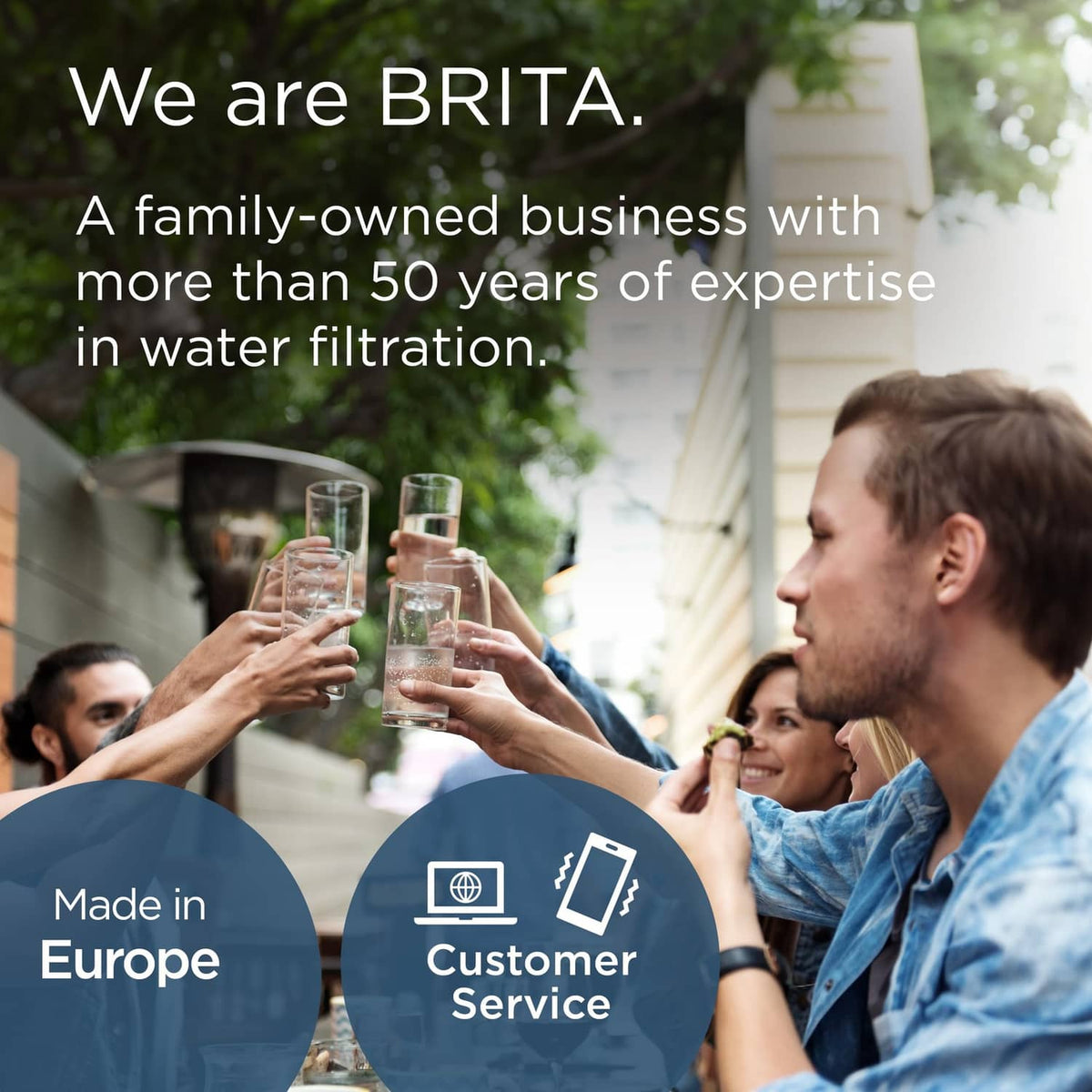 BRITA MAXTRA PRO Pure Performance cartridge in use alongside water glasses